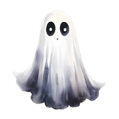 Watercolor ghost isolated on white background. Hand painted illustration for Halloween.