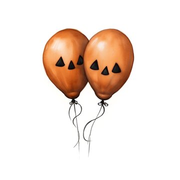 Halloween balloons isolated on white background. Hand-drawn illustration.