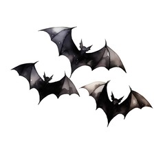 Halloween watercolor bats isolated on white background. Vector illustration.