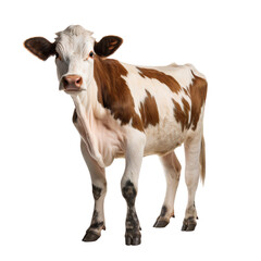 Brown cow isolated on white, cut out transparent