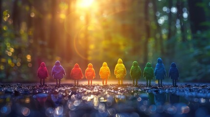 Row of Small Toy People