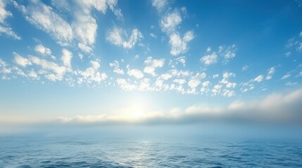 Fototapeta premium Sun Shining Through Clouds Over Ocean