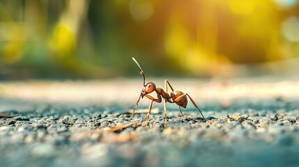 photo of single beautiful ant in nature