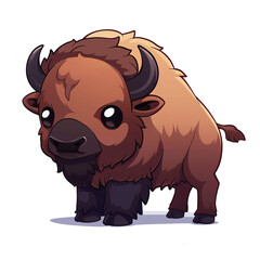 A Bison Buffalo cartoon Illustration. Adorable Bison Buffalo cartoon character