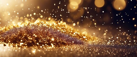 'Golden Bokeh glitter Gold sparkles background dust abstract Christmas Pattern Vector Texture...