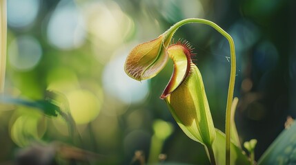 photo of single beautiful insectivorous plants in nature