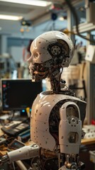 Fototapeta premium A photo of a robot being built in a lab.