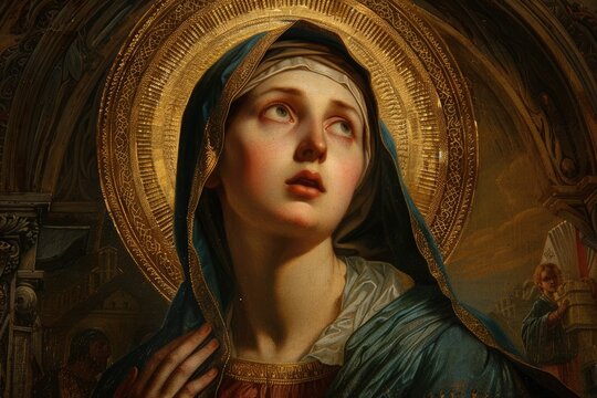 Sacred icon, revering the Blessed Virgin Mary as Nossa Senhora do Carmo. spiritual significance of the Madonna in Christian tradition, symbolizing faith and holiness