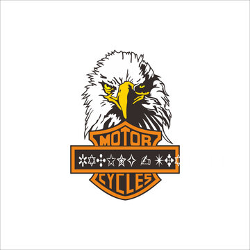 Vector of an eagle's head and a logo that says (motor cycles), can be used as a graphic design
