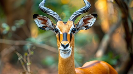 Graceful Impala Antelope Roaming the Serene Ugandan Wilderness - obrazy, fototapety, plakaty