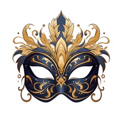 Carnival mask with golden ornaments. Vector illustration.