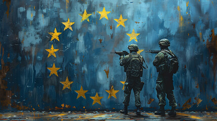 illustration for European Union security and common defense, Europe Day, may 8th