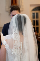bride and groom in dress, bride in dress , bride and groom, wedding veil, wedding , bride from back


