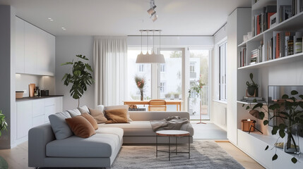 modern Scandinavian home interior design furnished living room interior architecture 