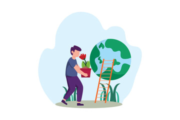 Earth Day Flat Design Illustration