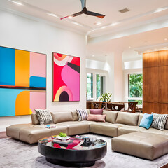 modern colorful living room with sofa