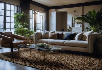 living room print animal theme interior Safari carpet
