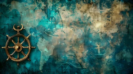Pirate and nautical theme grunge background