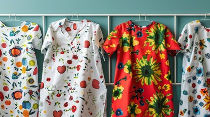 A fabric pattern design for hospital gowns that subtly includes educational elements about leukemia and cholesterol