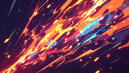 cartoon style abstract scene with lightning effects