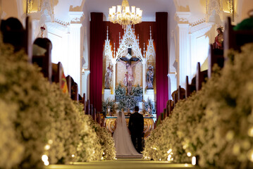 wedding ceremony, bride and groom at the church altar, Bom Jesus Church, brazil, night wedding
, wedding
