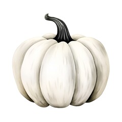 Watercolor illustration of a white pumpkin isolated on a white background.