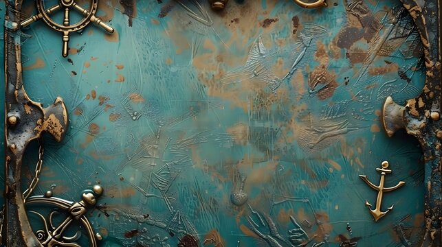 Pirate and nautical theme grunge background