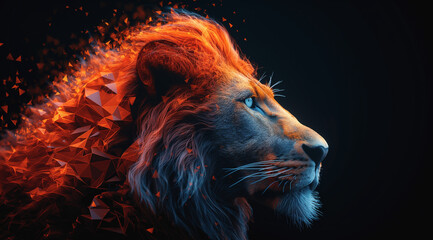 Neon Profile of the Majestic Lion