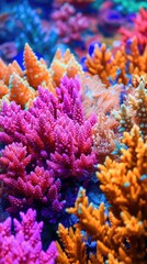 Fototapeta na wymiar Bright and colorful coral reef texture under the ocean
