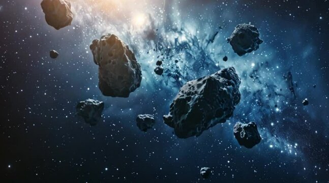 asteroid fragments in outer space