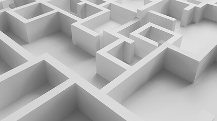 Layered 3D geometric shapes creating a complex maze-like structure