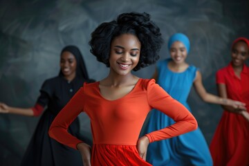 Nostalgic portraits black individuals 1960s early 1970s, soulful essence of young women in vibrant dresses, men grooving to jazz melodies, celebrating cultural vibrancy, resilience transformative era.