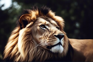 'black background copy lion space portrait africa brown animal wild king leon leo cat fur hunter...