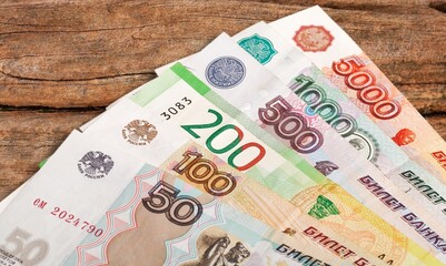 Euro banknotes money on wooden desk