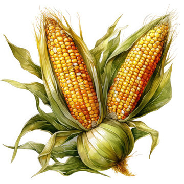 recommend clip art: Watercolor Corn, clipart Illustration, Generative Ai