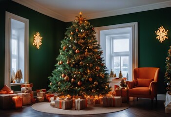 interior orange christmas Green