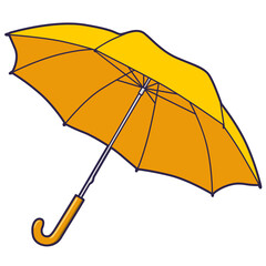 yellow umbrella isolated on white cartoon sticker © Zuhud