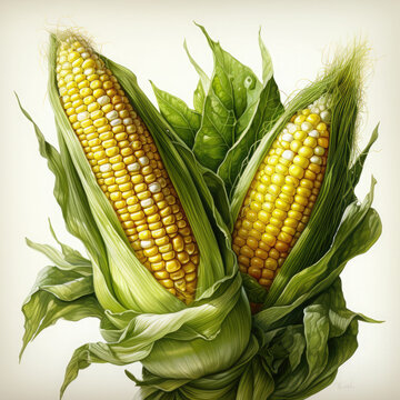 recommend clip art: Watercolor Corn, clipart Illustration, Generative Ai