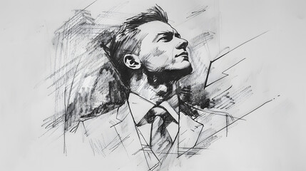 A businessman wearing suit design in illustration drawing artwork.