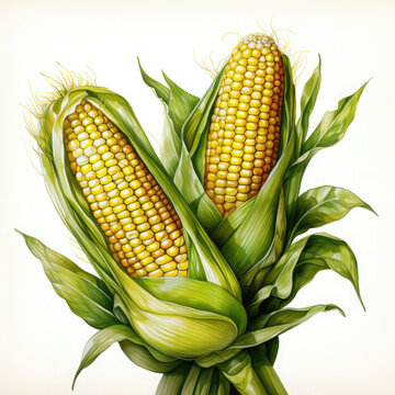 recommend clip art: Watercolor Corn, clipart Illustration, Generative Ai