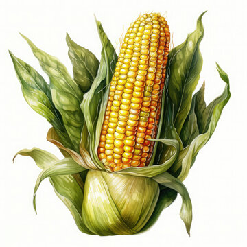 recommend clip art: Watercolor Corn, clipart Illustration, Generative Ai