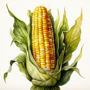 recommend clip art: Watercolor Corn, clipart Illustration, Generative Ai
