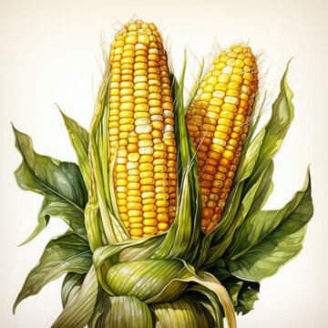 recommend clip art: Watercolor Corn, clipart Illustration, Generative Ai