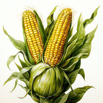 recommend clip art: Watercolor Corn, clipart Illustration, Generative Ai