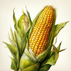 Watercolor Corn, clipart Illustration, Generative Ai
