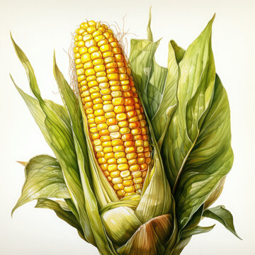 recommend clip art: Watercolor Corn, clipart Illustration, Generative Ai