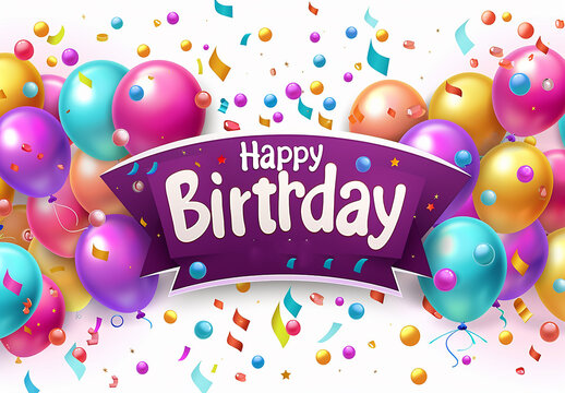 Photo of birthdays card , banner vector design decoration with balloons