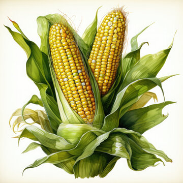 recommend clip art: Watercolor Corn, clipart Illustration, Generative Ai