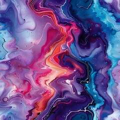 Fluid Acrylic Pouring Artwork with Dynamic Brushstrokes