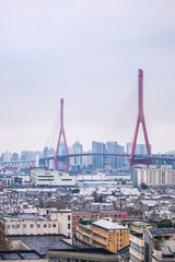 Obraz premium Yangpu District, Shanghai - high angle view of city scenery